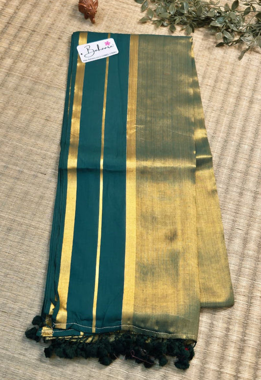 Megha | Pine Green Tissue Saree
