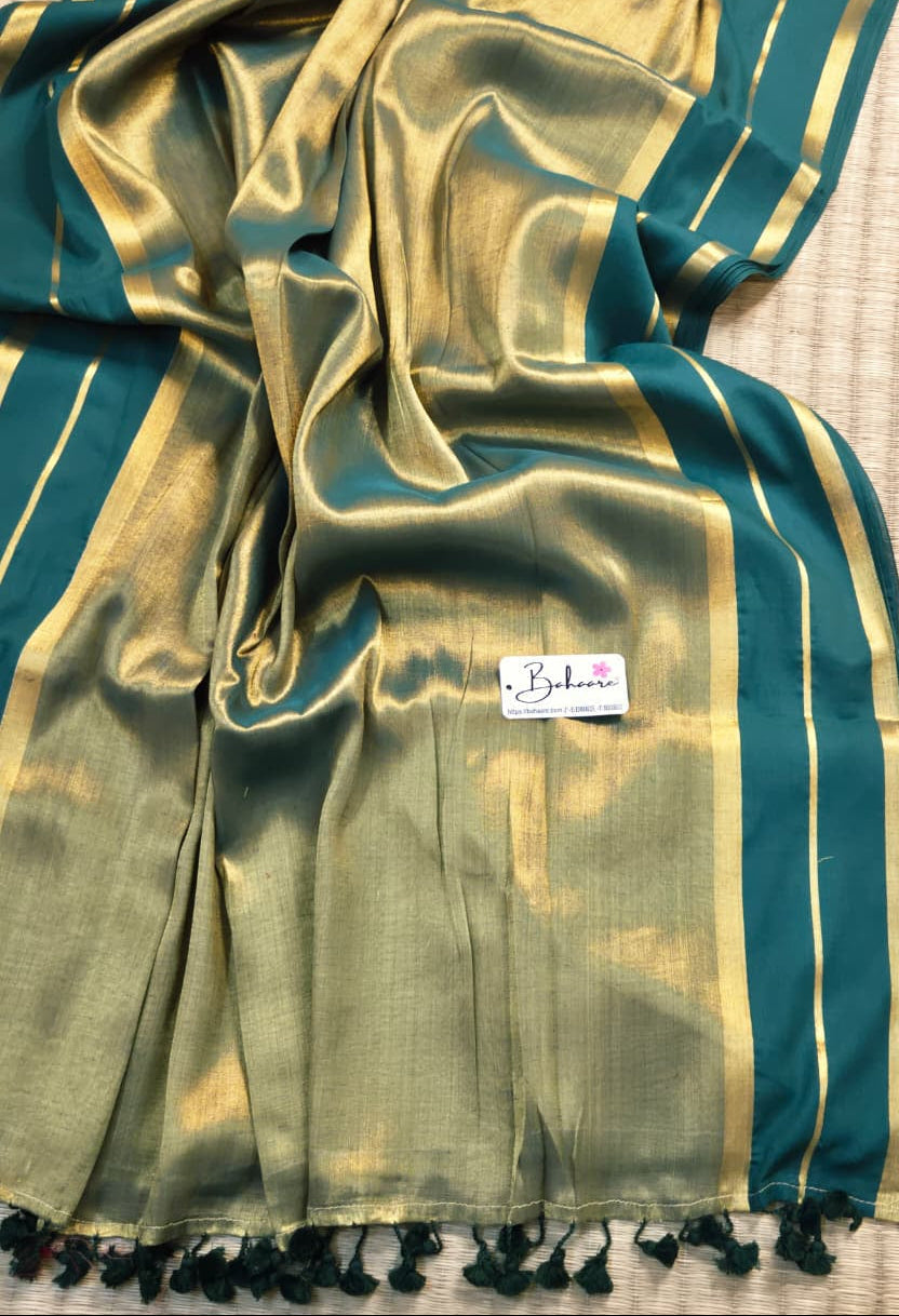 Megha | Pine Green Tissue Saree