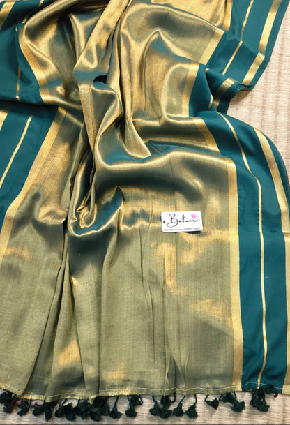 Megha | Pine Green Tissue Saree