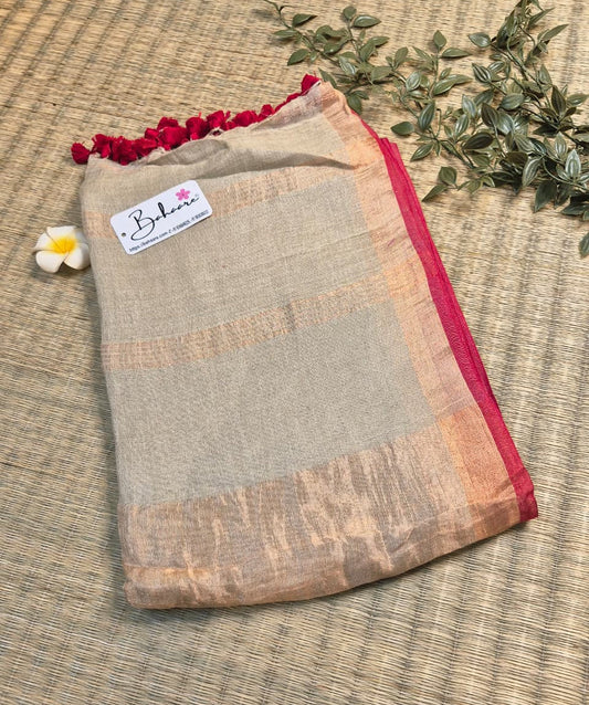 Woodland Whispers | Olive Beige Jayshree Linen Saree