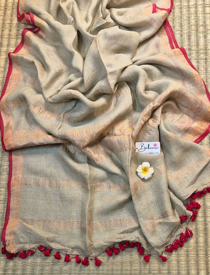 Woodland Whispers | Olive Beige Jayshree Linen Saree