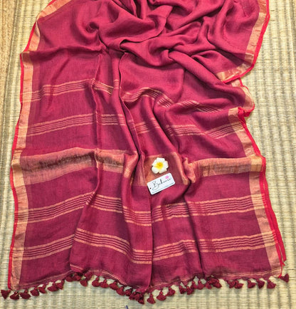 Woodland Whispers | Rich Wine Maroon Jayshree Linen Saree