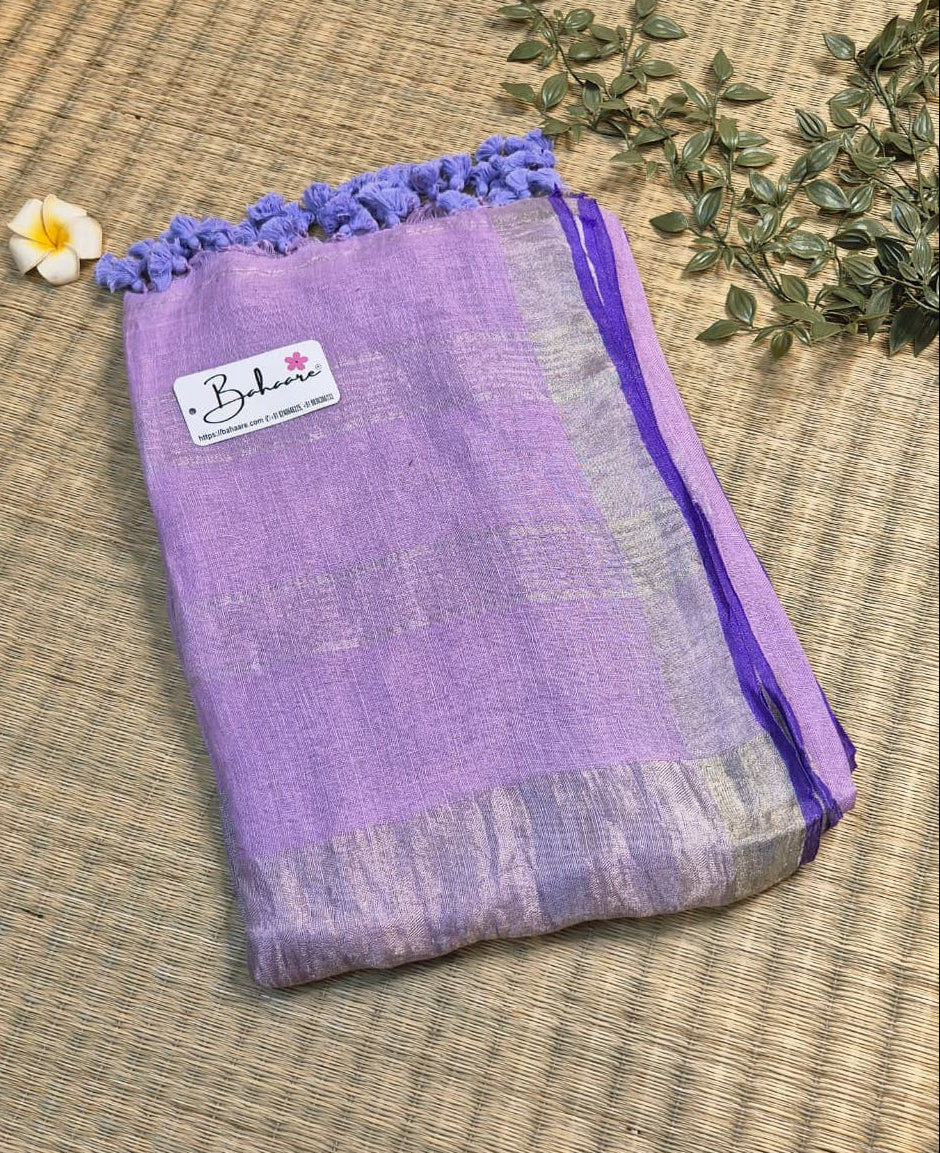Woodland Whispers | Powder Lavender Jayshree Linen Saree