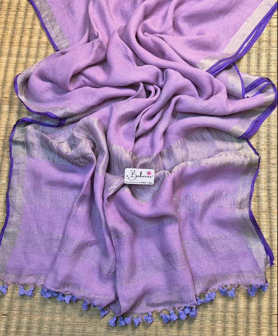 Woodland Whispers | Powder Lavender Jayshree Linen Saree