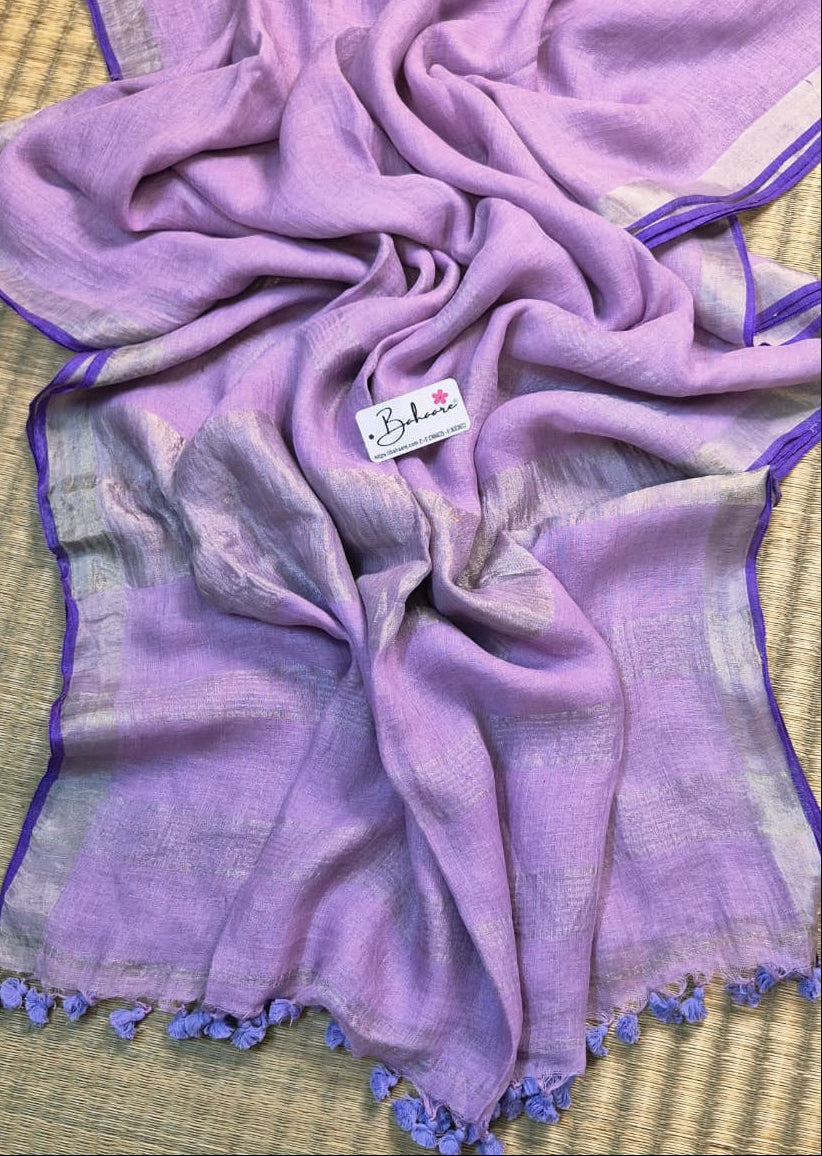 Woodland Whispers | Powder Lavender Jayshree Linen Saree