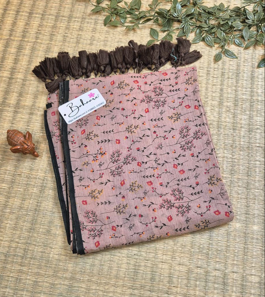 Polka Passion | Light Brown Mul Mul Cotton Saree