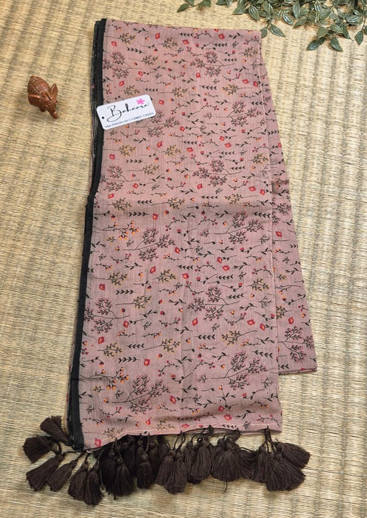 Polka Passion | Light Brown Mul Mul Cotton Saree