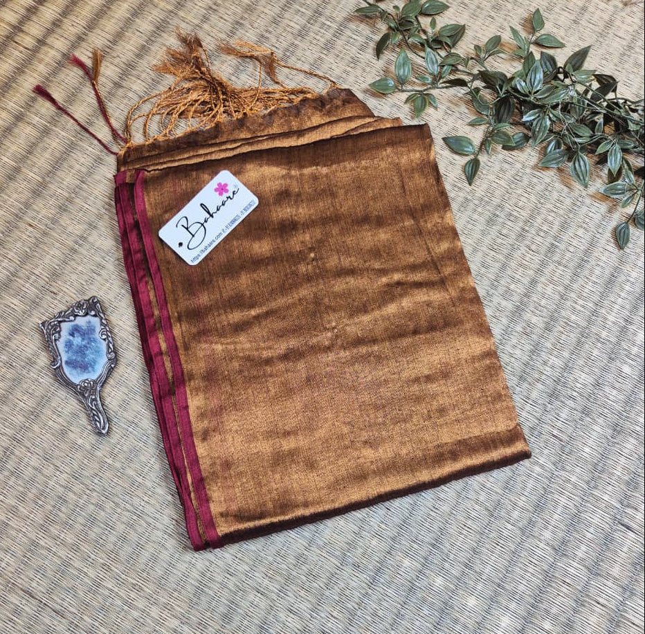 Suhani | Dark Copper Tissue Saree