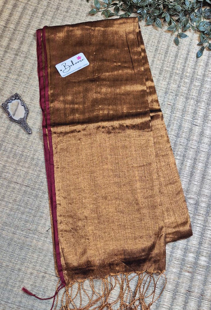 Suhani | Dark Copper Tissue Saree