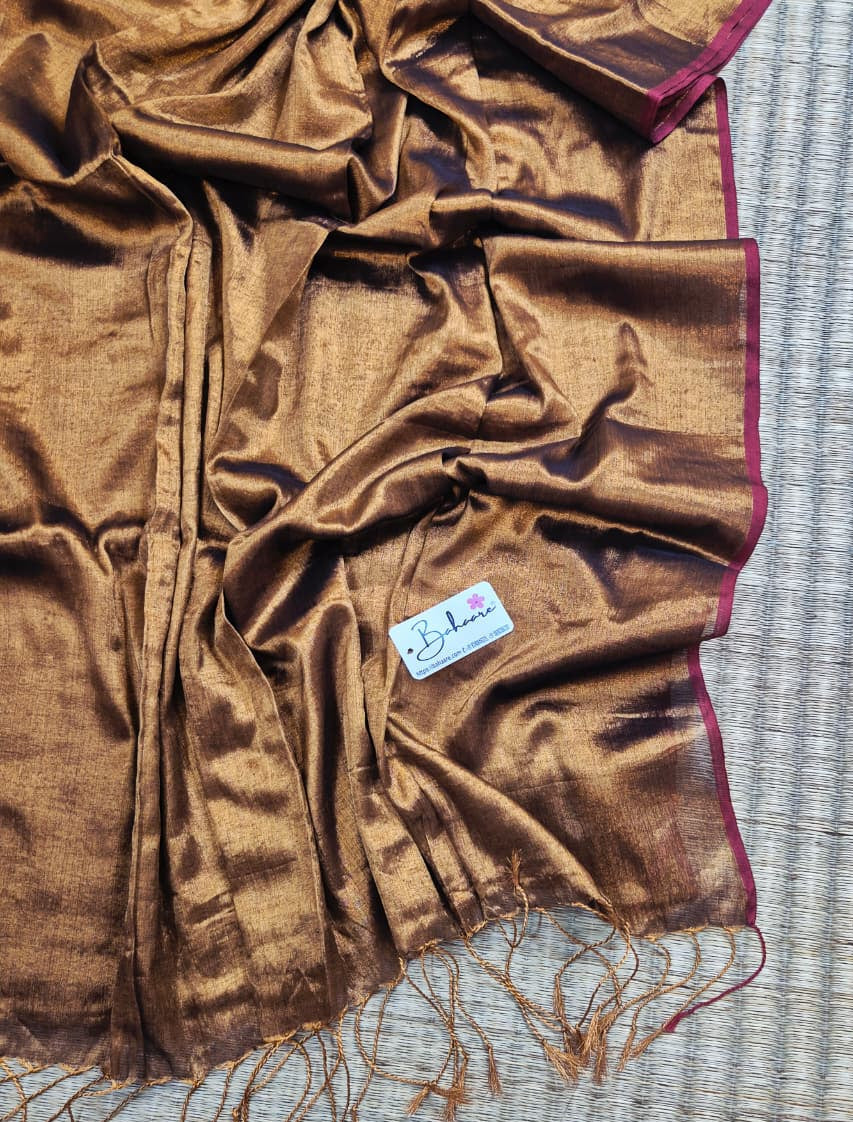 Suhani | Dark Copper Tissue Saree