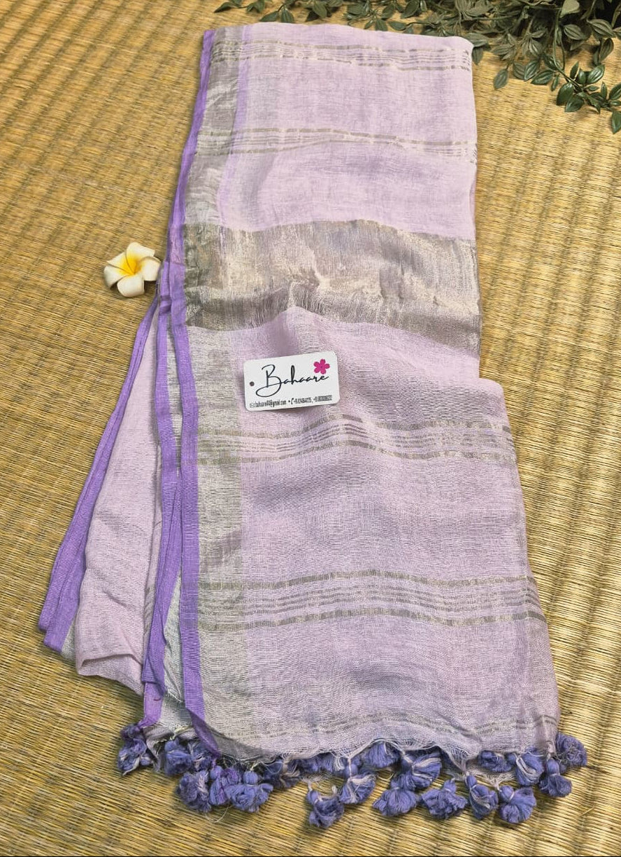 Woodland Whispers | Powder Lavender Jayshree Linen Saree