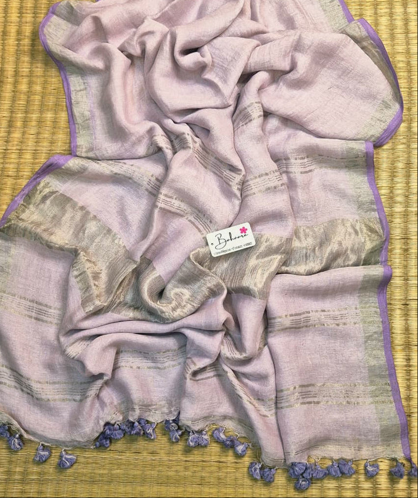 Woodland Whispers | Powder Lavender Jayshree Linen Saree