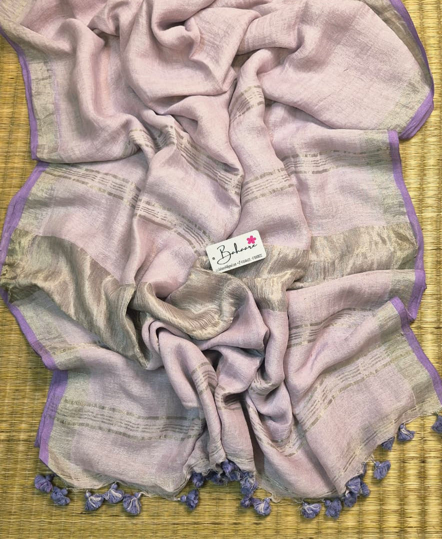 Woodland Whispers | Powder Lavender Jayshree Linen Saree